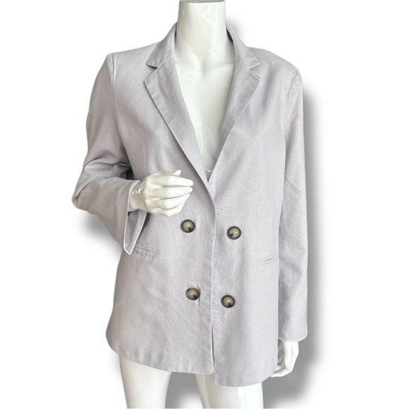Halston Heritage Light Gray Open Front Linen Blend Blazer. Women’s Size X-Large - Picture 1 of 10